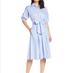 Eliza J Blue Elbow Length Sleeve Window Pane Dress NWT size 6 Easter spring